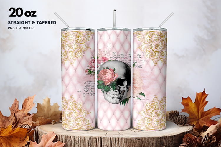 20oz Halloween Tumbler Ghost Skull Flower Sublimation