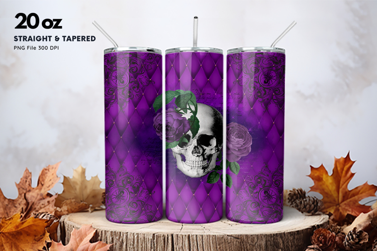 20oz Halloween Tumbler Ghost Skull Flower Sublimation
