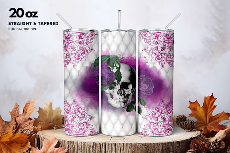 20oz Halloween Tumbler Ghost Skull Flower Sublimation