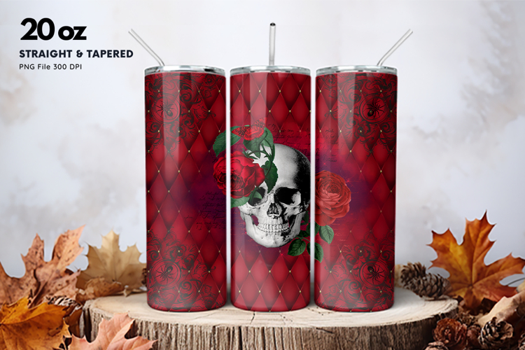 20oz Halloween Tumbler Ghost Skull Flower Sublimation