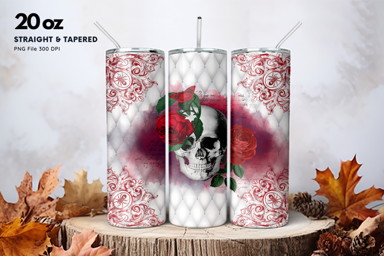 20oz Halloween Tumbler Ghost Skull Flower Sublimation