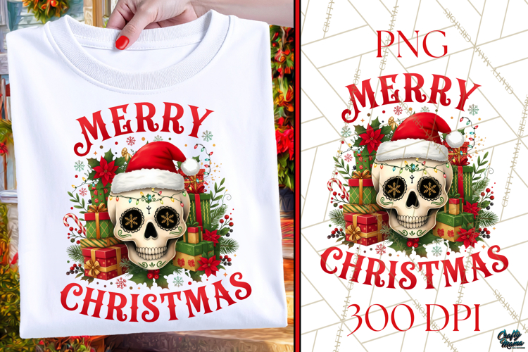 Spooky Christmas PNG | Santa Skull | Gothic Christmas Shirt