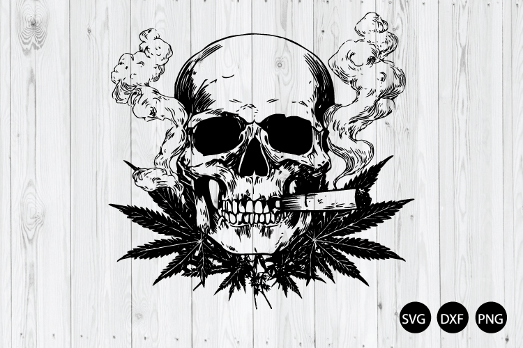 Skull Smoking Weeds SVG, Smoking Cannabis SVG, Cannabis SVG