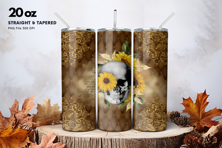20oz Halloween Tumbler Ghost Skull Flower Sublimation