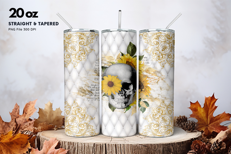 20oz Halloween Tumbler Ghost Skull Flower Sublimation