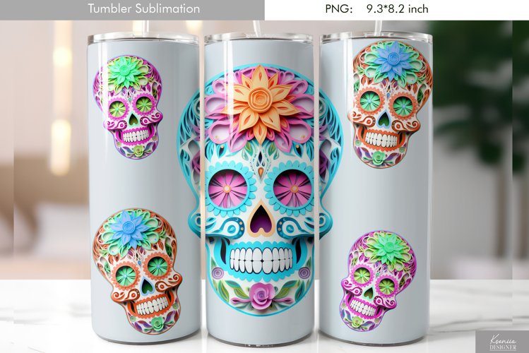 Quilling Floral Skull|Day of the Dead Tumbler Design