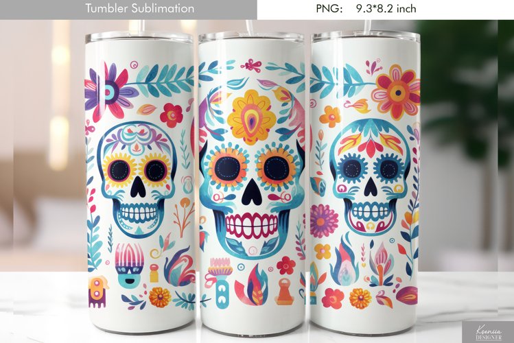 Quilling Floral Skull|Day of the Dead Tumbler Design