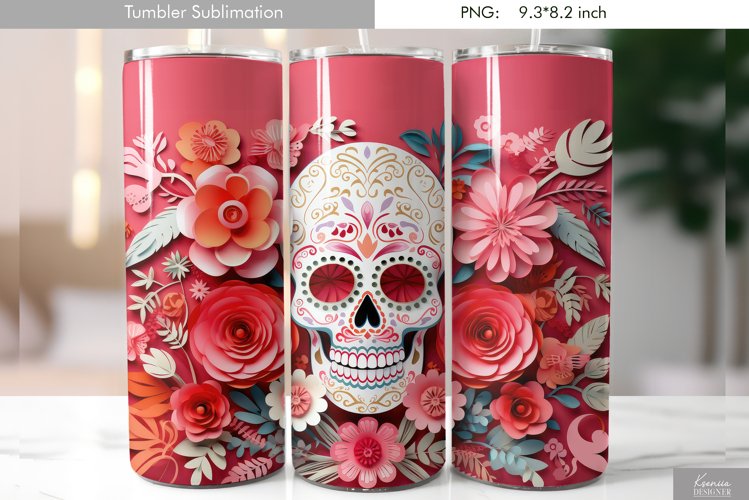 Quilling Floral Skull|Day of the Dead Tumbler Design