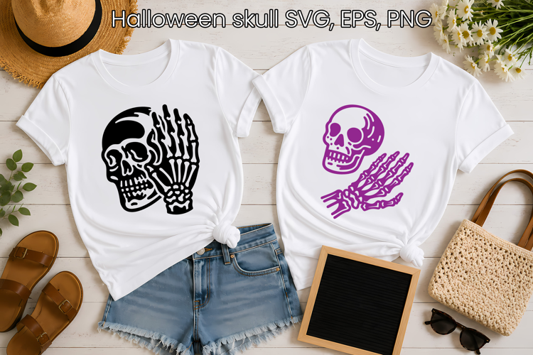 Halloween skeleton SVG design | Hand skull SVG