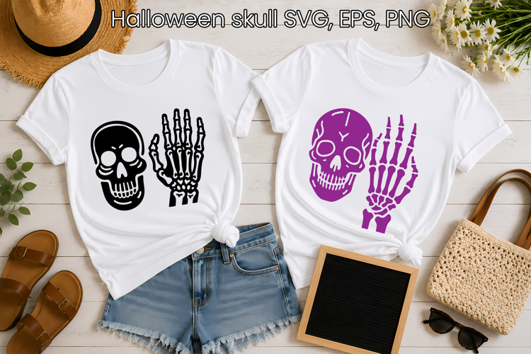 Halloween skull hand SVG design