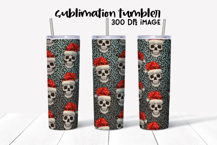 Leopard Skull Santa 20 OZ Skinny Tumbler Sublimation
