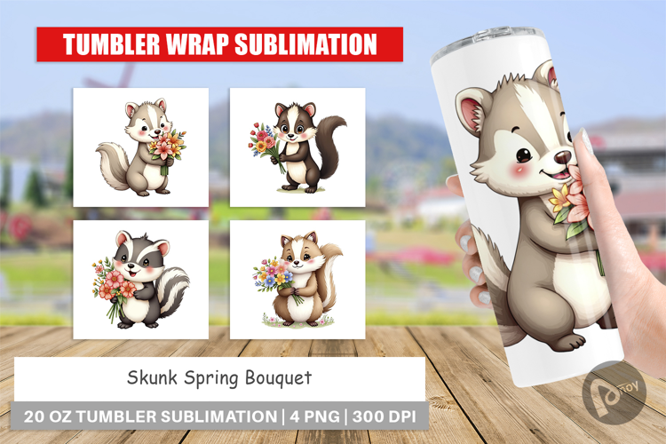Tumbler Skunk Spring Bouquet