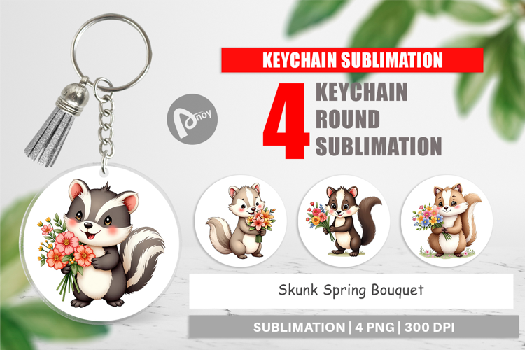 Keychain Skunk Spring Bouquet