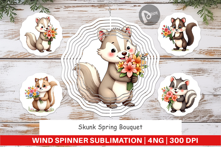Wind Spinner Skunk Spring Bouquet