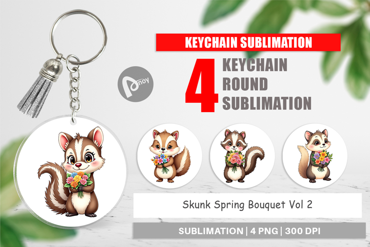 Keychain Skunk Spring Bouquet