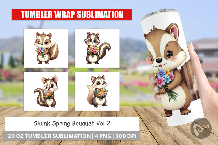 Tumbler Skunk Spring Bouquet example image 1