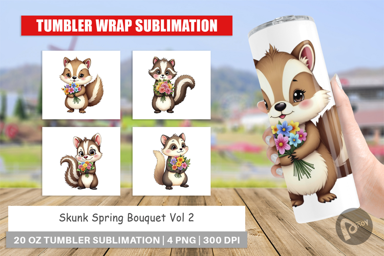 Tumbler Skunk Spring Bouquet