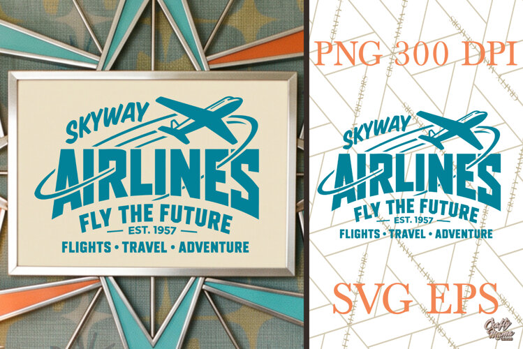 Retro Skyway Airlines SVG PNG Atomic Age Travel example image 1