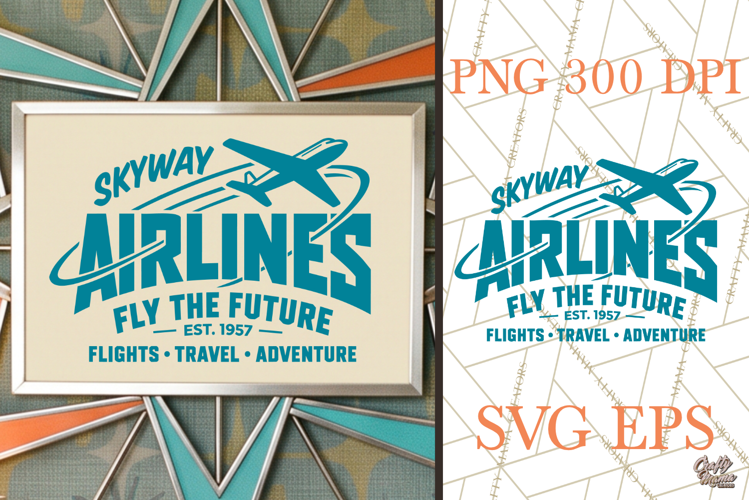 Retro Skyway Airlines SVG PNG Atomic Age Travel