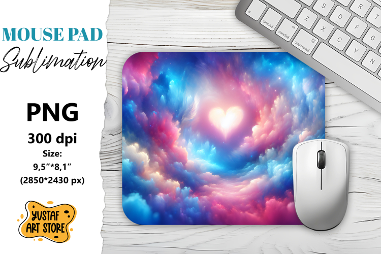 Heart Cloud mouse pad sublimation.