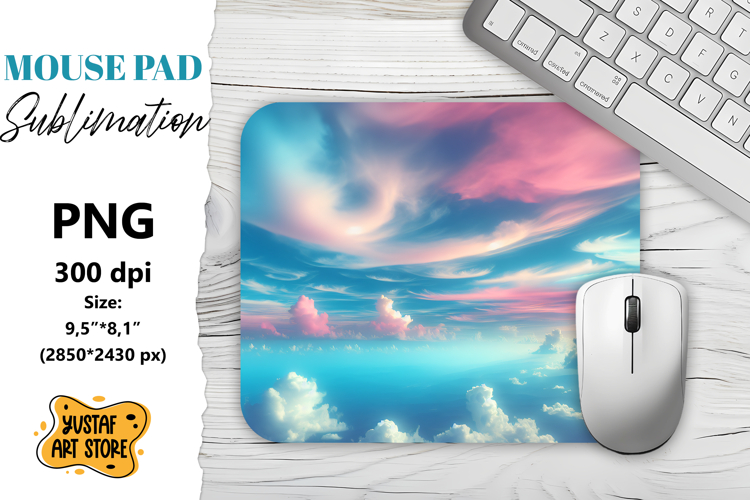 Aesthetic Cloud mouse pad sublimation.