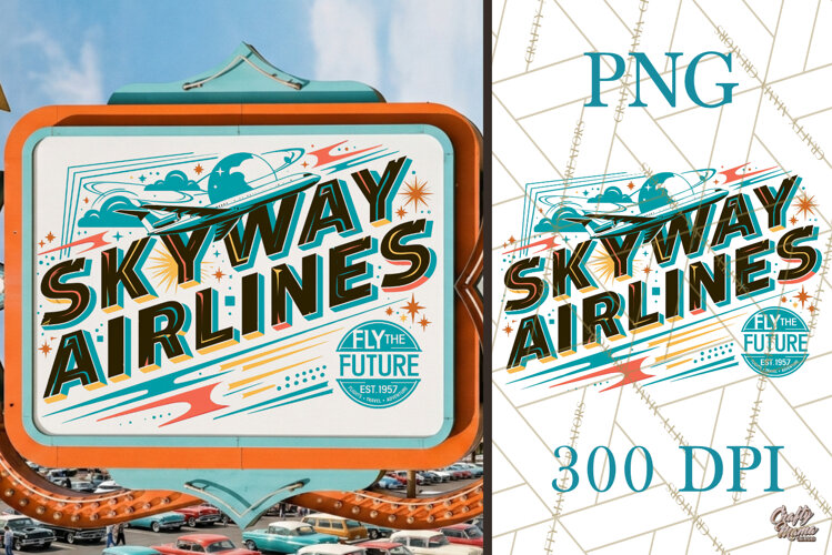 Retro Atomic Age Skyway Airlines PNG example image 1