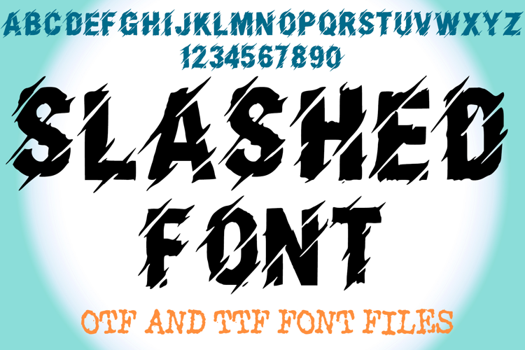 Slashed Lettering ABC Text Font Alphabet OTF Chopped Cut