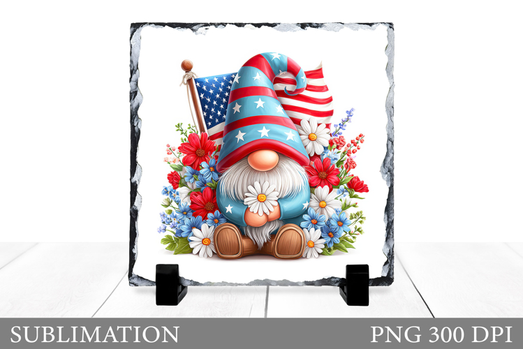Patriotic Gnome Slate Design. Patriotic Gnome Sublimation
