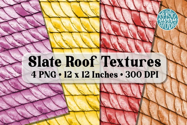 Slate Roof Textures| Warm Colors | 4 PNG Files