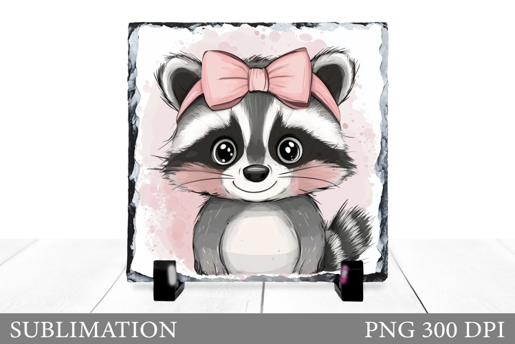 Raccoon Sublimation. Cute Raccoon Slate Sublimation