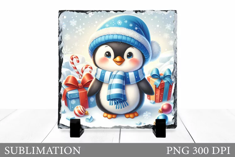 Christmas Penguin Sublimation. Christmas Penguin Slate