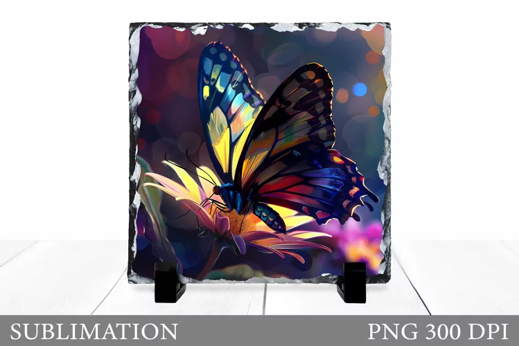 Butterfly Sublimation. Butterfly Flowers Slate Sublimation