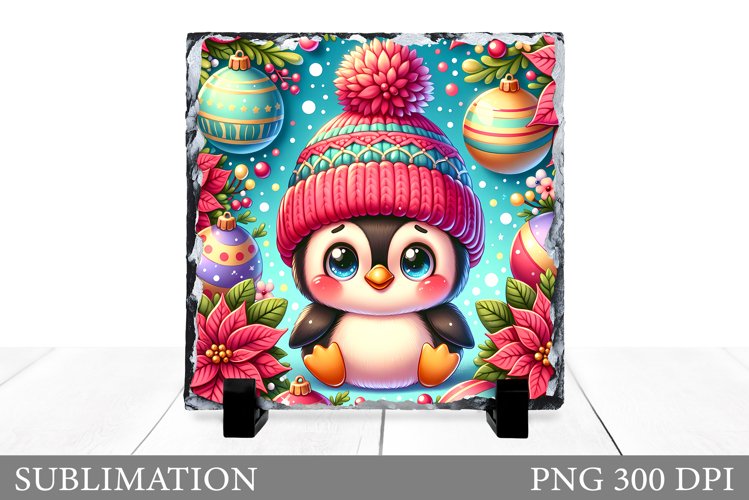 Christmas Penguin Sublimation. Christmas Penguin Slate example image 1