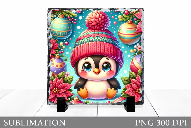 Christmas Penguin Sublimation. Christmas Penguin Slate