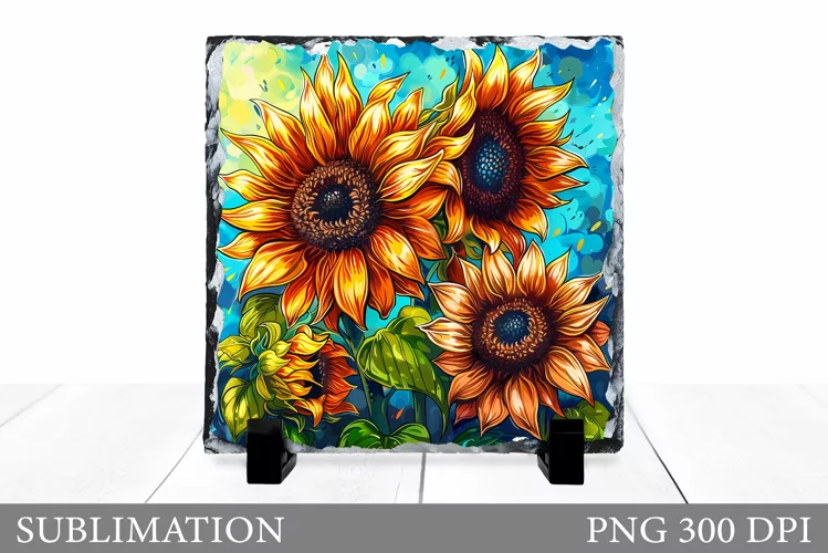 Sunflowers Slate Sublimation. Flowers Sublimation