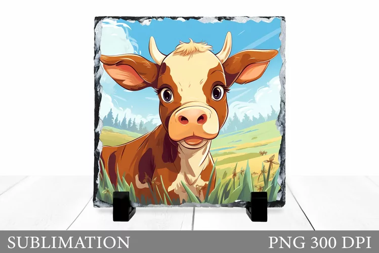 Cow Sublimation. Cute Cow Slate Sublimation