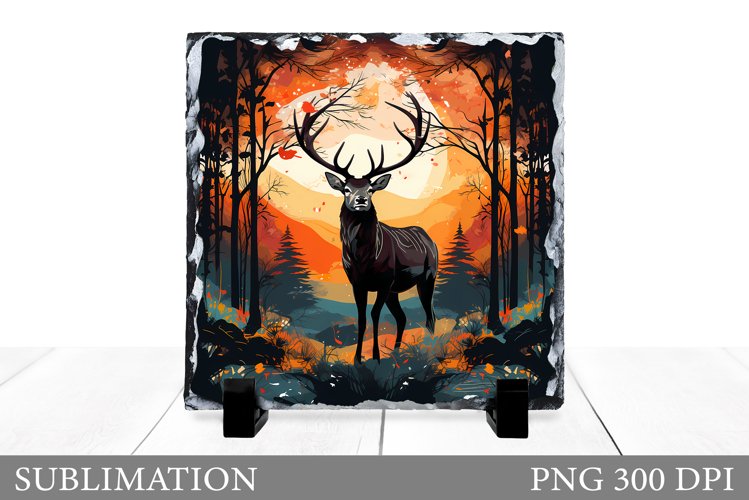 Deer Sublimation. Summer Deer Slate Sublimation example image 1