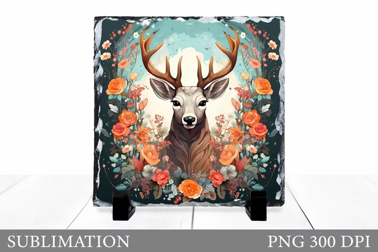 Deer Sublimation. Summer Deer Slate Sublimation