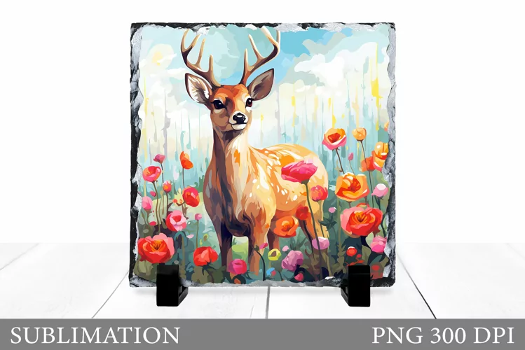Deer Sublimation. Summer Deer Slate Sublimation