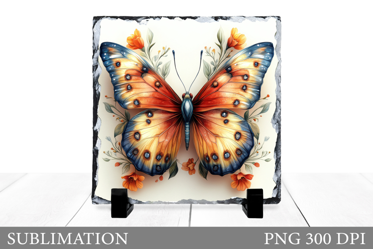 Butterfly Slate Sublimation. Butterfly Flowers Sublimation