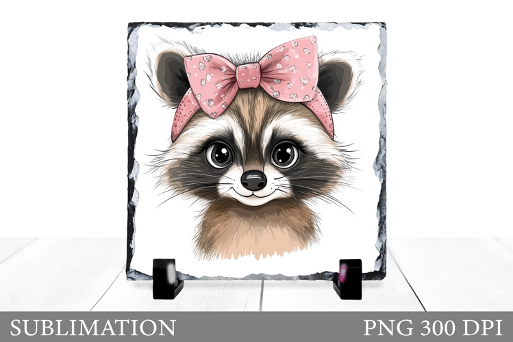 Raccoon Sublimation. Cute Raccoon Slate Sublimation