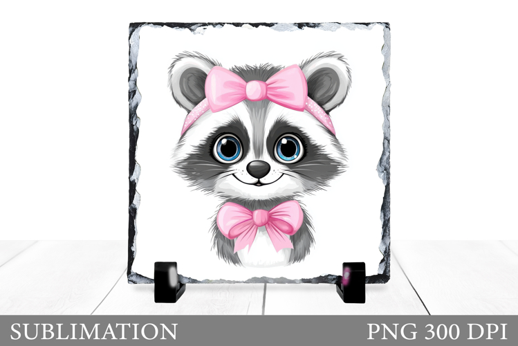 Raccoon Sublimation. Cute Raccoon Slate Sublimation