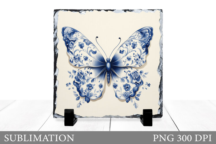 Butterfly Slate Sublimation. Butterfly Flowers Sublimation example image 1