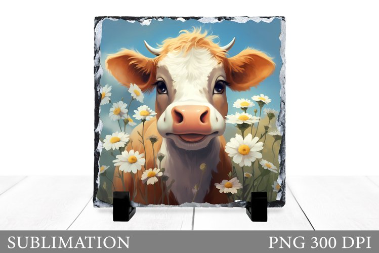 Cute Cow Sublimation. Cow Slate Sublimation example image 1