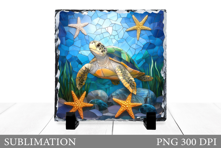 Turtle Square Sublimation. Sea Turtle Slate Design