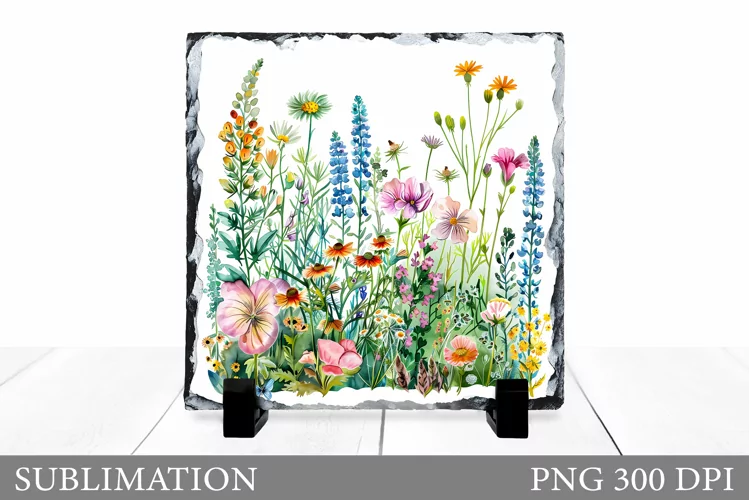 Wildflowers Slate Bag Sublimation. Flowers Sublimation
