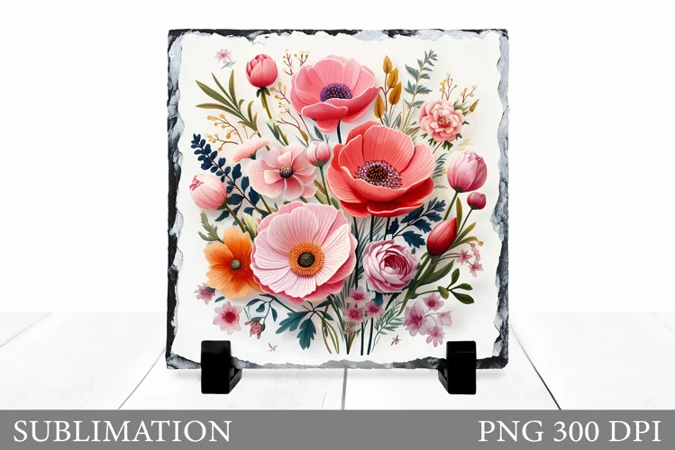 3D Flowers Sublimation. Flowers Slate Sublimation