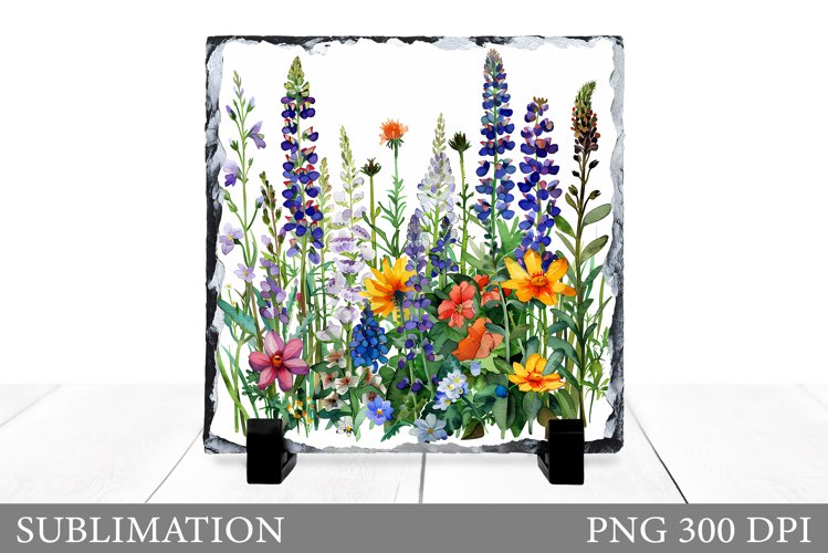 Wildflowers Slate Bag Design. Flowers Sublimation example image 1