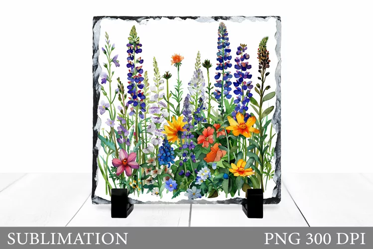 Wildflowers Slate Bag Design. Flowers Sublimation