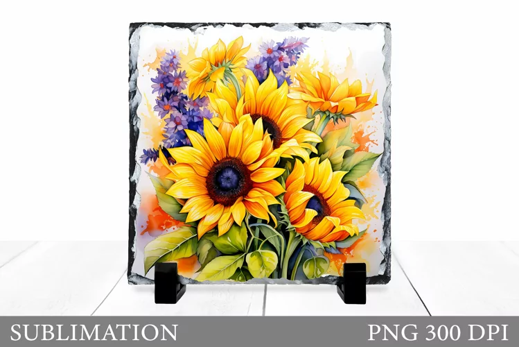 Sunflowers Slate Sublimation. Flowers Sublimation